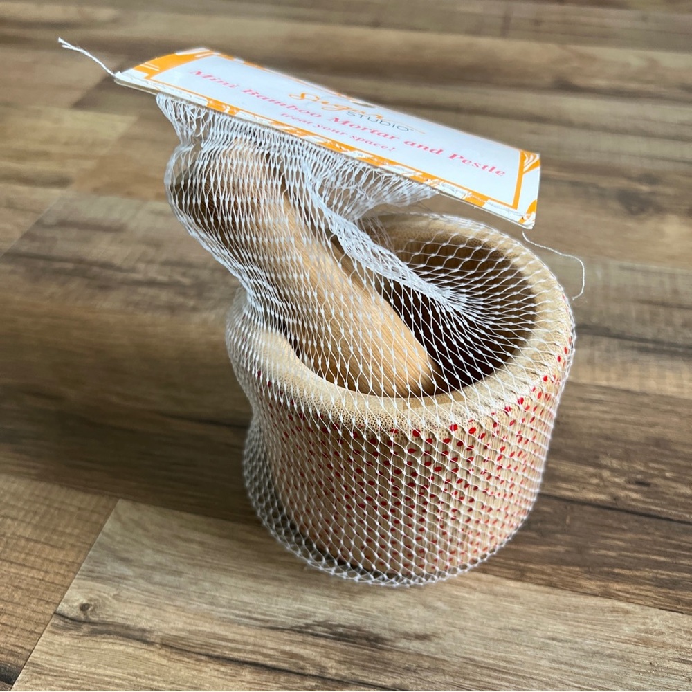 Mini Bamboo Mortar and Pestle Set Pepper Grinder Spice Crusher Ginger Salt Tools